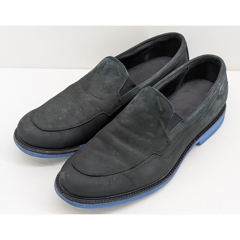 Cole Haan Men's 9 M Black Nubuck Leather Loafers Slip-On Casual Shoes Blue Sole